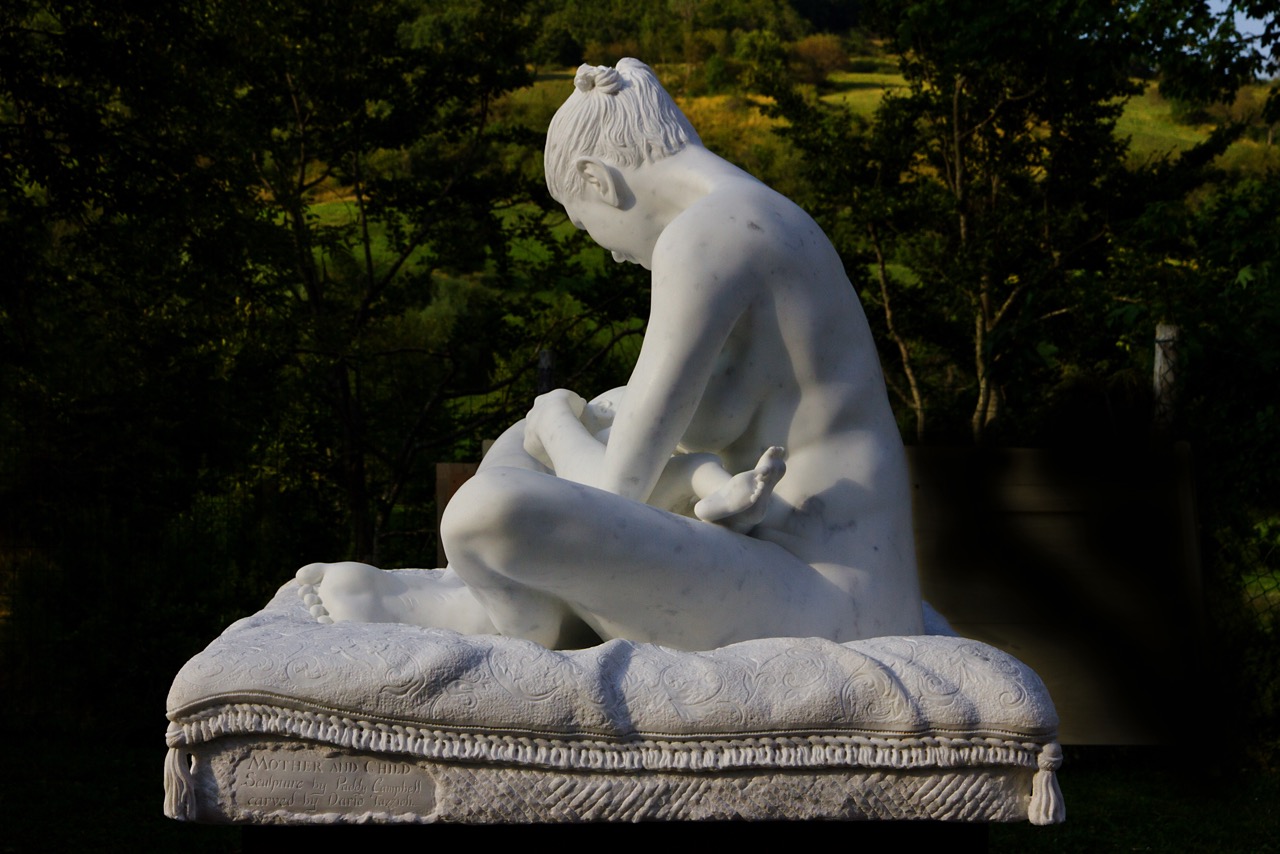Finished marble of Mother and Child at Dario’s Atelier in Frassinoro in 2015