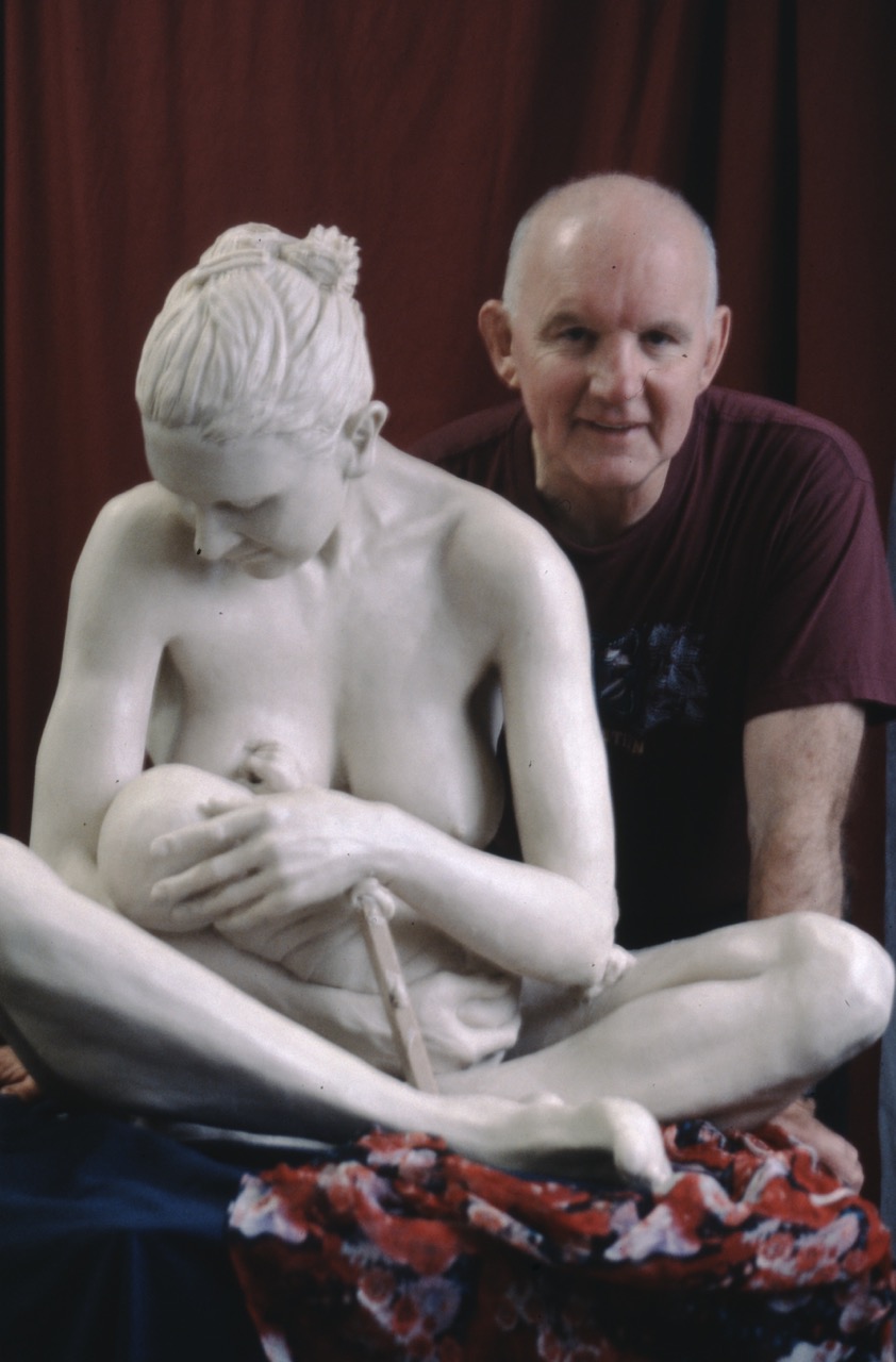 Paddy Campbell with the finished wax sculpture of 